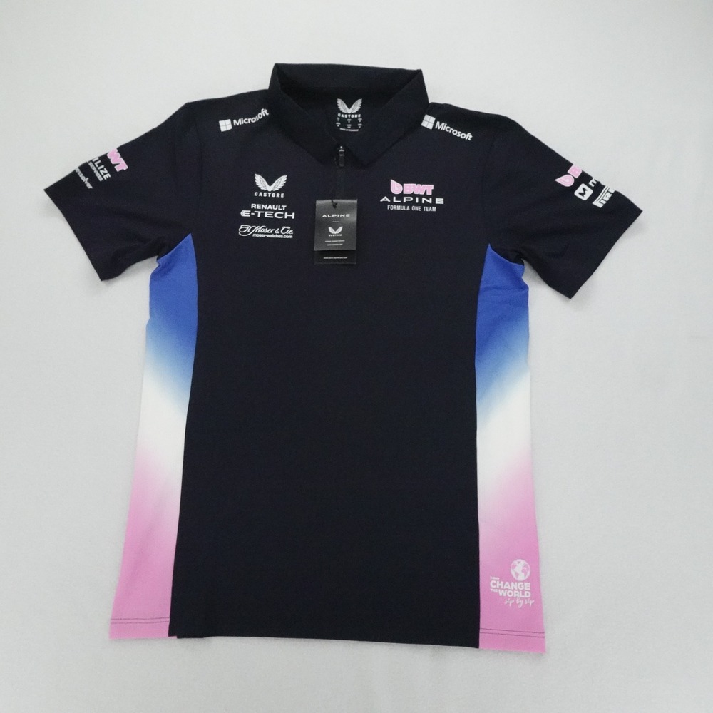 Castore Alpine F1 Team Polo Shirt Mens Small Dark Sapphire New BWT Sponsor Logo